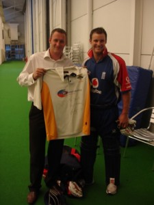 Paul Swaine with Andrew Strauss during Rainham’s visit to Lords